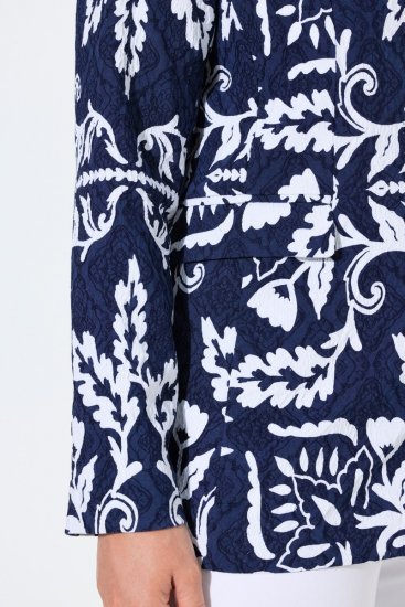 Ulla Popken 847586 Blazer i blomstret jacquard Mørkeblå - Blazere - Blazere i plusstørrelser til kvinder