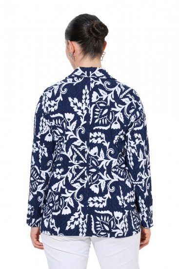 Ulla Popken 847586 Blazer i blomstret jacquard Mørkeblå - Blazere - Blazere i plusstørrelser til kvinder