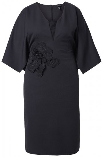 Ulla Popken 847909 Blomstret midikjole Sort - Midikjoler - Midikjoler i store størrelser