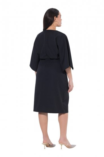 Ulla Popken 847909 Blomstret midikjole Sort - Midikjoler - Midikjoler i store størrelser