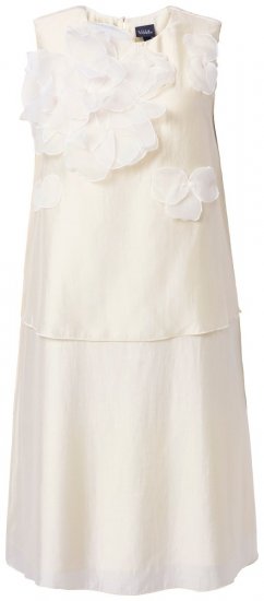 Ulla Popken 847918 Blomstret chiffonkjole Benhvid - Sommerkjoler - Sommerkjoler i store størrelser