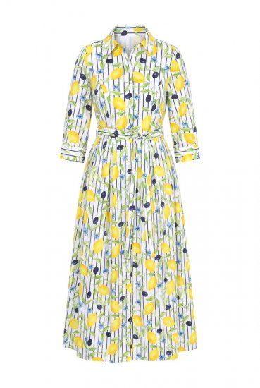 Ulla Popken 848081 Stribet skjortekjole Hvid - Maxikjoler - Maxikjoler i plus size