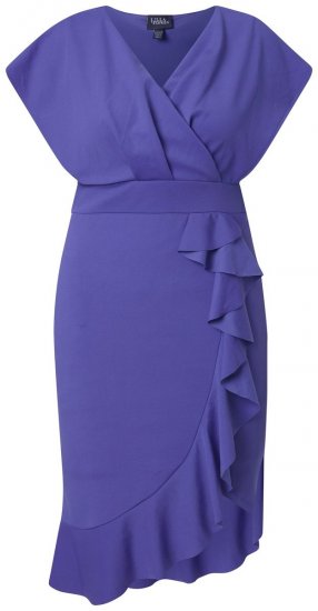 Ulla Popken 848120 Kjole med flæser Lilla - Aftenkjoler - Festkjoler i plus size