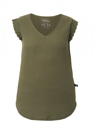 Ulla Popken 848131 Pyjamas med blonde Olivengrøn - Pyjama/Loungewear - 