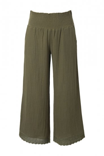 Ulla Popken 848131 Pyjamas med blonde Olivengrøn - Pyjama/Loungewear - 