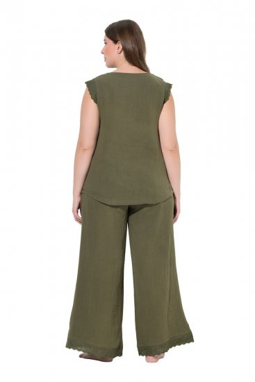 Ulla Popken 848131 Pyjamas med blonde Olivengrøn - Pyjama/Loungewear - 