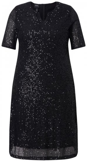 Ulla Popken 848140 Pailletkjole Sort - Aftenkjoler - Festkjoler i plus size