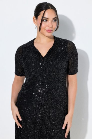 Ulla Popken 848140 Pailletkjole Sort - Aftenkjoler - Festkjoler i plus size