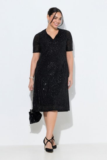 Ulla Popken 848140 Pailletkjole Sort - Aftenkjoler - Festkjoler i plus size