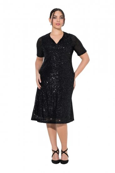 Ulla Popken 848140 Pailletkjole Sort - Aftenkjoler - Festkjoler i plus size