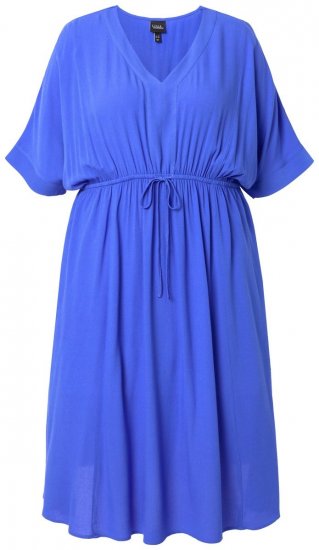 Ulla Popken 848224 Kortærmet maxikjole med V-hals Blå - Maxikjoler - Maxikjoler i plus size