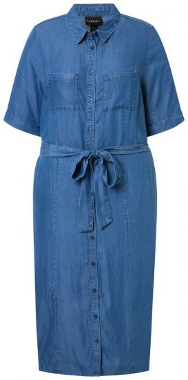Ulla Popken 848491 Skjortekjole Denimblå - Midikjoler - Midikjoler i store størrelser