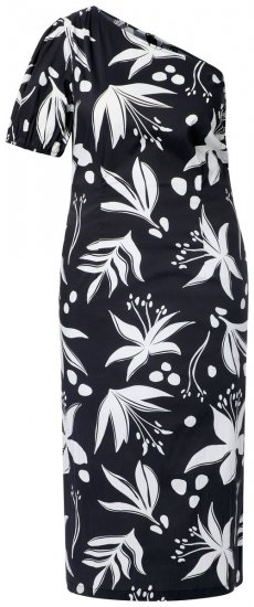 Ulla Popken 848510 Blomstret midikjole Sort - Midikjoler - Midikjoler i store størrelser