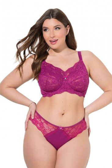 Ulla Popken 848522 Stringtrusser med blonde 3-pak Mørklilla - Trusser - 