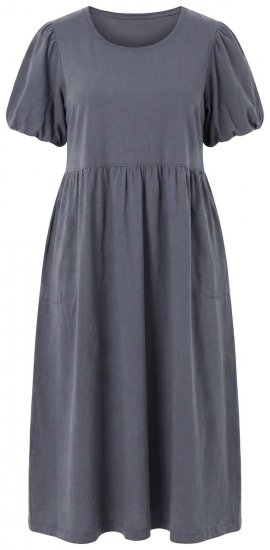 Ulla Popken 848575 Kortærmet maxikjole med lommer Antracit - Maxikjoler - Maxikjoler i plus size