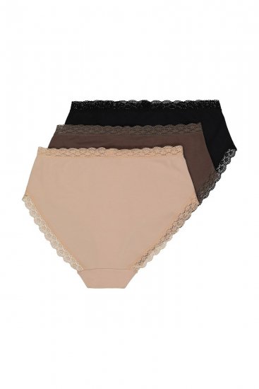Ulla Popken 848803 Trusser med blonde 3-pak Sort - Trusser - 