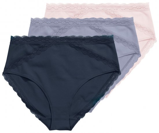 Ulla Popken 848803 Trusser med blonde 3-pak Lyseblå - Trusser - 