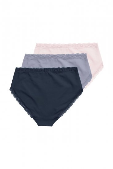 Ulla Popken 848803 Trusser med blonde 3-pak Lyseblå - Trusser - 