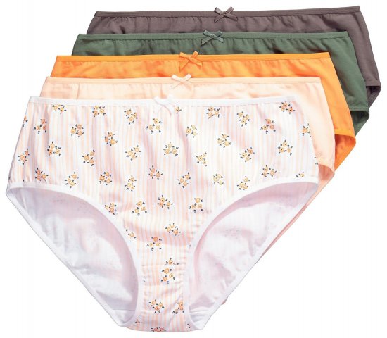 Ulla Popken 849098 Blomstrede trusser 6-pak Orange - Trusser - 