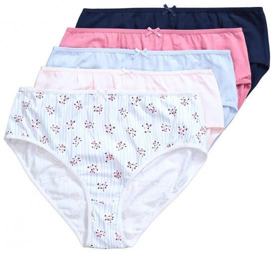 Ulla Popken 849098 Blomstrede trusser 5-pak Lyseblå - Trusser - 