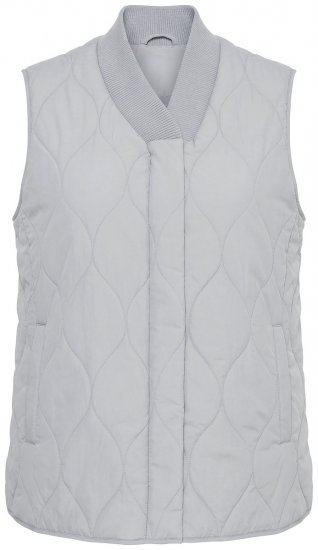 Ulla Popken 849221 Quiltet vest med ribkrave Grå - Veste - 