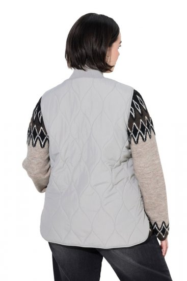 Ulla Popken 849221 Quiltet vest med ribkrave Grå - Veste - 