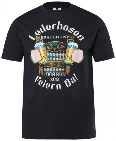 Men+ 410 T-shirt Lederhosn Sort - T-shirts - T-shirts i store størrelser - 2XL-14XL