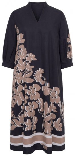 Ulla Popken 849423 Blomstret kjole med 3/4-ærmer Sort - Maxikjoler - Maxikjoler i plus size