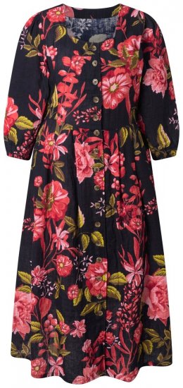 Ulla Popken 849593 Blomstret skjortekjole Mørkeblå - Maxikjoler - Maxikjoler i plus size