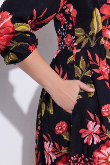 Ulla Popken 849593 Blomstret skjortekjole Mørkeblå - Maxikjoler - Maxikjoler i plus size