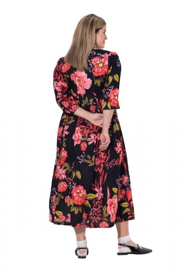 Ulla Popken 849593 Blomstret skjortekjole Mørkeblå - Maxikjoler - Maxikjoler i plus size