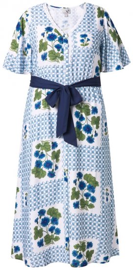 Ulla Popken 849662 Blomstret skjortekjole Benhvid - Midikjoler - Midikjoler i store størrelser