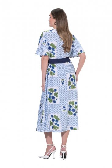 Ulla Popken 849662 Blomstret skjortekjole Benhvid - Midikjoler - Midikjoler i store størrelser