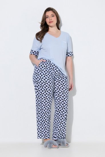 Ulla Popken 849850 Ternet pyjamas Lyseblå - Pyjama/Loungewear - 