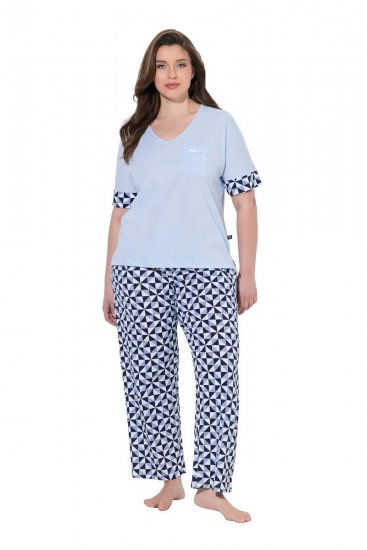 Ulla Popken 849850 Ternet pyjamas Lyseblå - Pyjama/Loungewear - 
