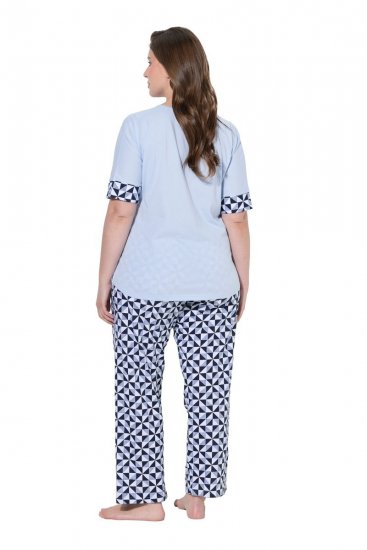 Ulla Popken 849850 Ternet pyjamas Lyseblå - Pyjama/Loungewear - 