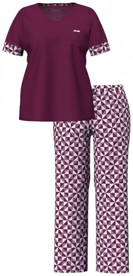 Ulla Popken 849850 Ternet pyjamas Bærrød - Pyjama/Loungewear - 