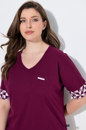 Ulla Popken 849850 Ternet pyjamas Bærrød - Pyjama/Loungewear - 