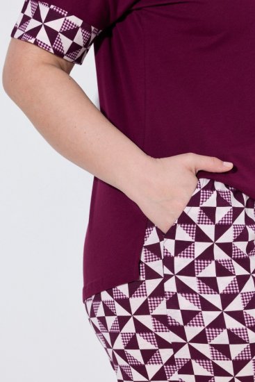 Ulla Popken 849850 Ternet pyjamas Bærrød - Pyjama/Loungewear - 