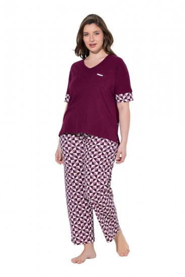 Ulla Popken 849850 Ternet pyjamas Bærrød - Pyjama/Loungewear - 
