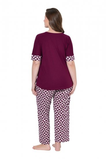 Ulla Popken 849850 Ternet pyjamas Bærrød - Pyjama/Loungewear - 