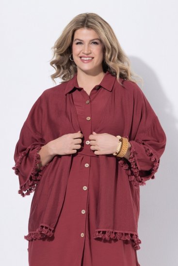 Ulla Popken 849860 Kimono Rustrød - Cardigans - Cardigans i store størrelser
