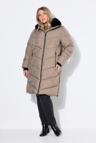 Ulla Popken 850041 Vatteret frakke Taupe - Frakker - Frakker i store størrelser
