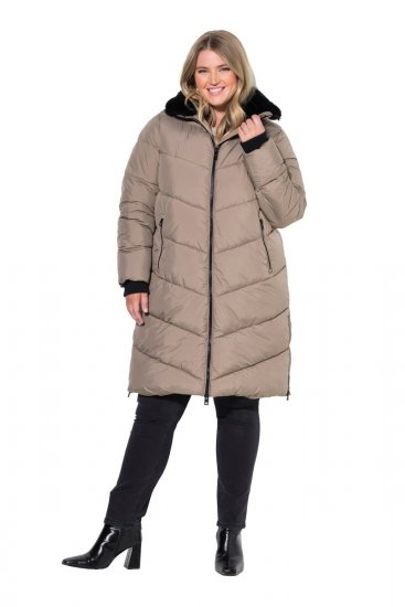 Ulla Popken 850041 Vatteret frakke Taupe - Frakker - Frakker i store størrelser