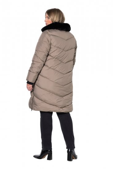 Ulla Popken 850041 Vatteret frakke Taupe - Frakker - Frakker i store størrelser