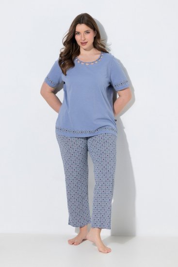 Ulla Popken 850045 Kortærmet pyjamas Lyseblå - Pyjama/Loungewear - 