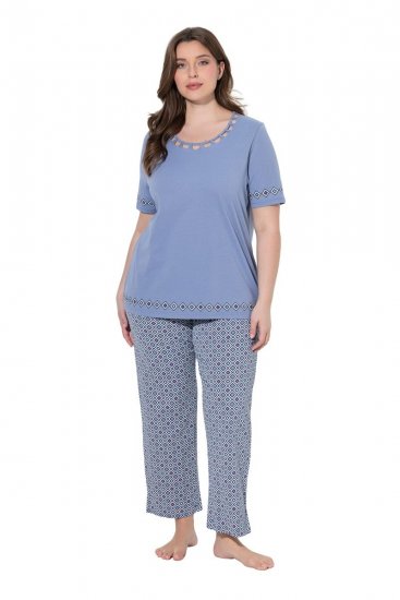 Ulla Popken 850045 Kortærmet pyjamas Lyseblå - Pyjama/Loungewear - 