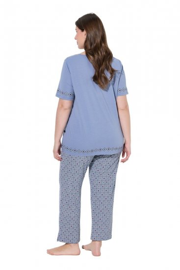 Ulla Popken 850045 Kortærmet pyjamas Lyseblå - Pyjama/Loungewear - 