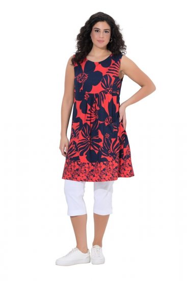 Ulla Popken 850175 Mønstret jerseykjole Koral - Jerseykjoler - 