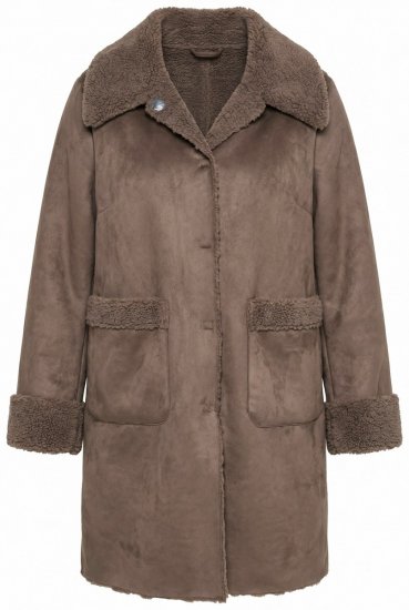 Ulla Popken 850251 Teddyfrakke Lysebrun - Frakker - Frakker i store størrelser